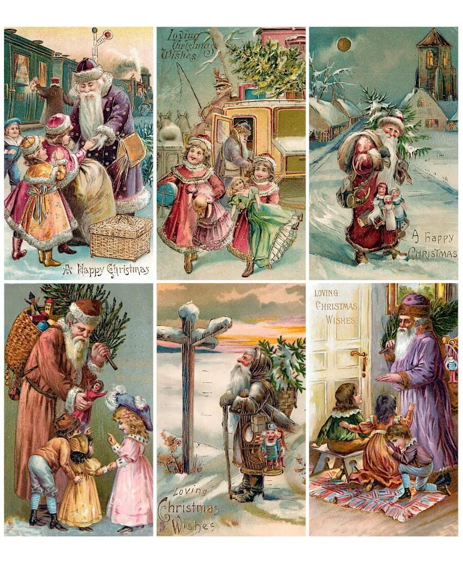 free vintage christmas collage sheets: the magic of victorian